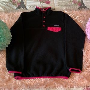 Patagonia Black & Pink Synchilla Pullover